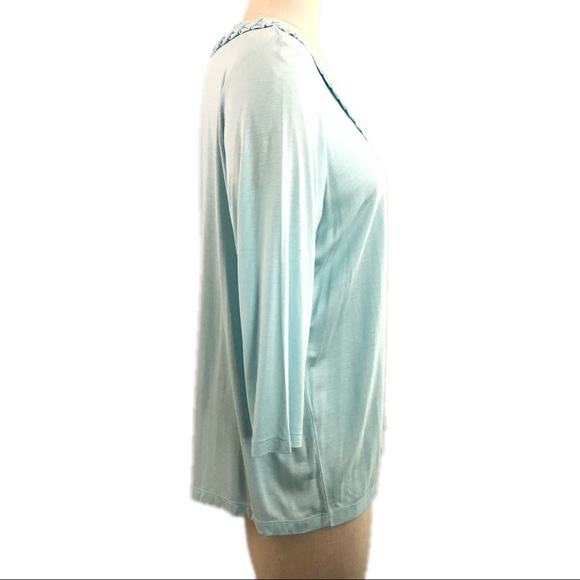Talbots Top Rayon Blue Scoop neck 2X Petite 3/4 sleeves - Picture 7 of 10